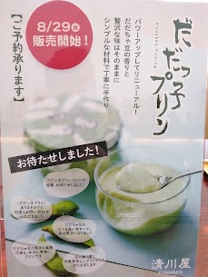 本日から再販売の商品をご紹介します‼️ 『だだっ子プリン』です🍮💚 素材の美味しさをそのままいかしただだちゃ豆のプリンです😋 当店ではご予約のみ承っております😊 是非お気軽にスタッフにお声がけください🕊️