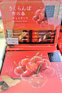 新商品🆕🍒さくらんぼの雫の奏🍒さくらんぼを使用したチョコレートとホワイトチョコレートを交互にサンドしたサクサクのお菓子😋プレーンとチョコの２種類を１度に楽しめる嬉しいお菓子です🍒🍫