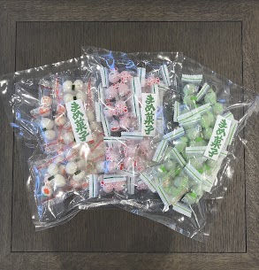 ミルピー入荷しました♪ピーナッツにミルク味の生地をまとわせた昔懐かしいまめ菓子です 紅花・さくらんぼ・だだちゃ豆の全3種⭐日持ちもするので急な来客にもさっとお出しできますよ◎
